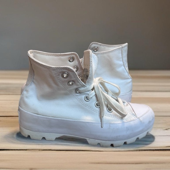 Converse Platform all White Lug Hightops - Picture 2 of 7